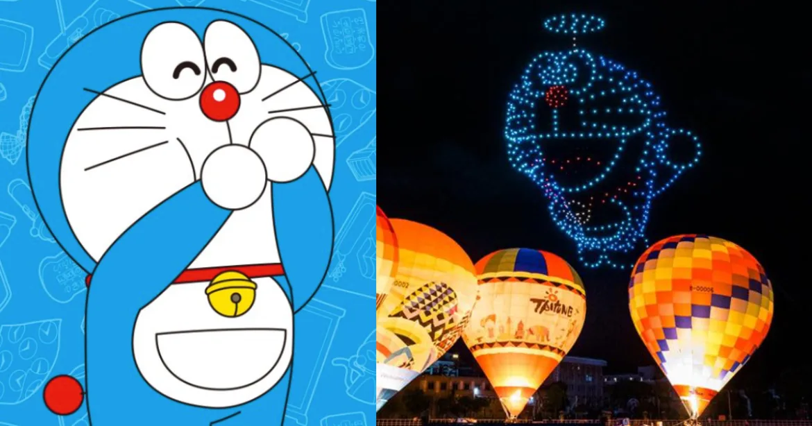 來台東看哆啦 A 夢！2025「台灣國際熱氣球嘉年華」夜空光雕秀、無人機秀璀璨登場（圖：X@【ドラえもん公式】ドラえもんチャンネル、台東市政府）