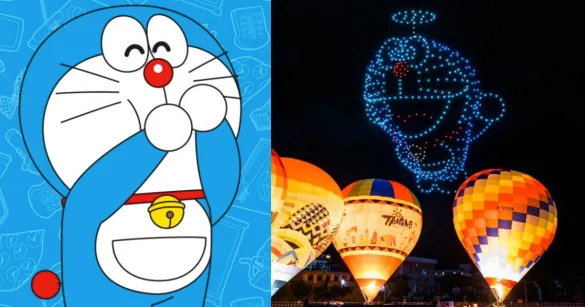 來台東看哆啦 A 夢！2025「台灣國際熱氣球嘉年華」夜空光雕秀、無人機秀璀璨登場（圖：X@【ドラえもん公式】ドラえもんチャンネル、台東市政府）