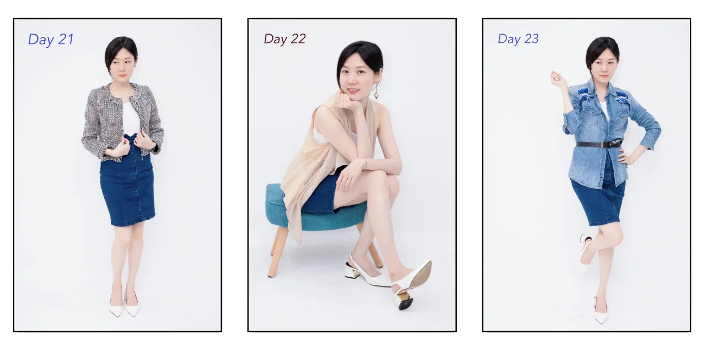 她曾挑戰一衣多穿「15 件衣服過 60 天」的企劃（圖：Faye 提供）