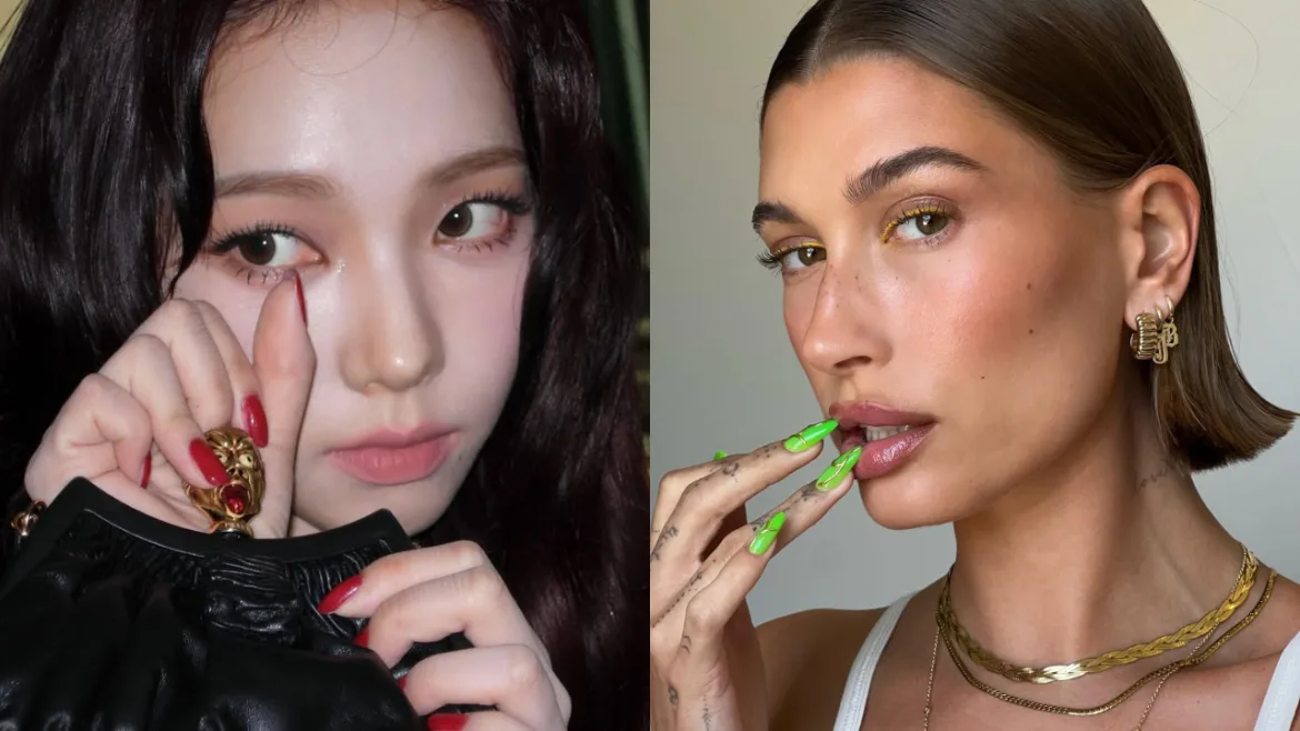 當紅明星的美甲格外受到注目。（圖／Instagram @katarinabluu、haileybieber）