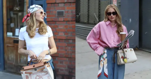 絲巾怎麼搭？5 種絲巾變身術，從髮帶到皮帶穿出夏日風格亮點（圖：IG@valerie.kei）