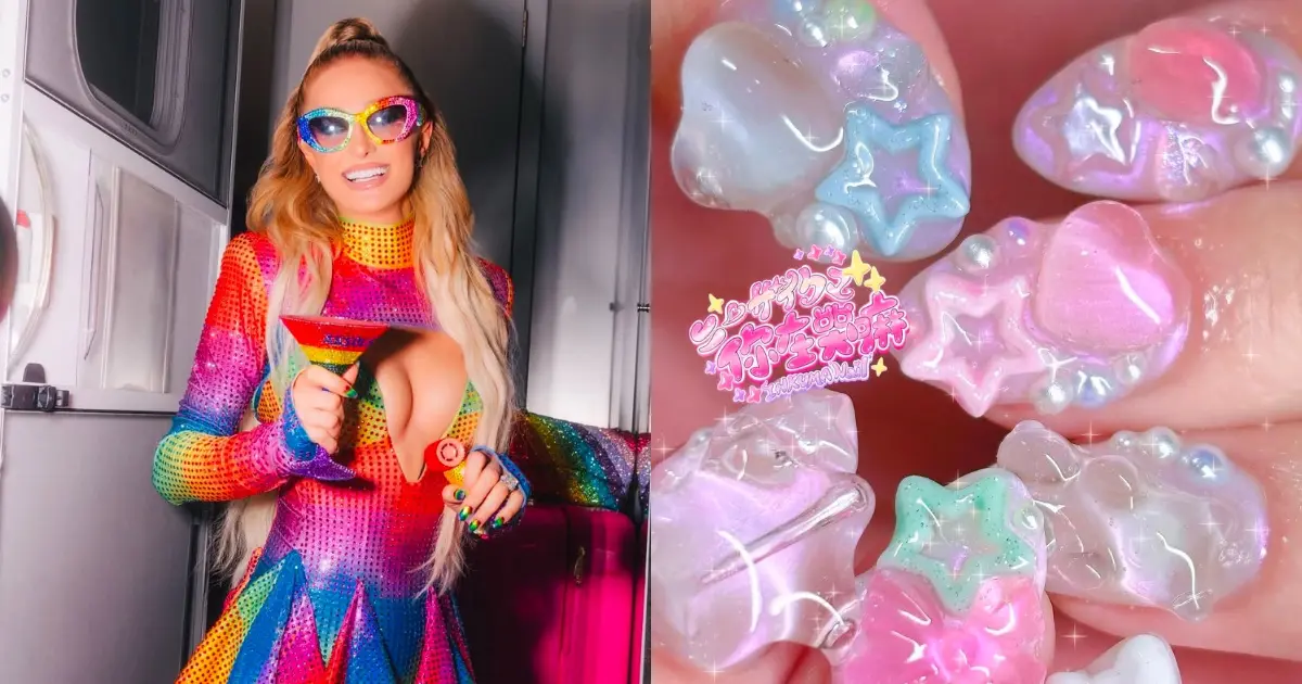 甜美中帶點叛逆,讓人想起Paris Hilton 的時尚時代(圖:IG@parishilton、IG@inkuma.nail) 甜美中帶點叛逆,像是走進Paris Hilton 的時尚時代(圖:IG@parishilton、IG@inkuma.nail)