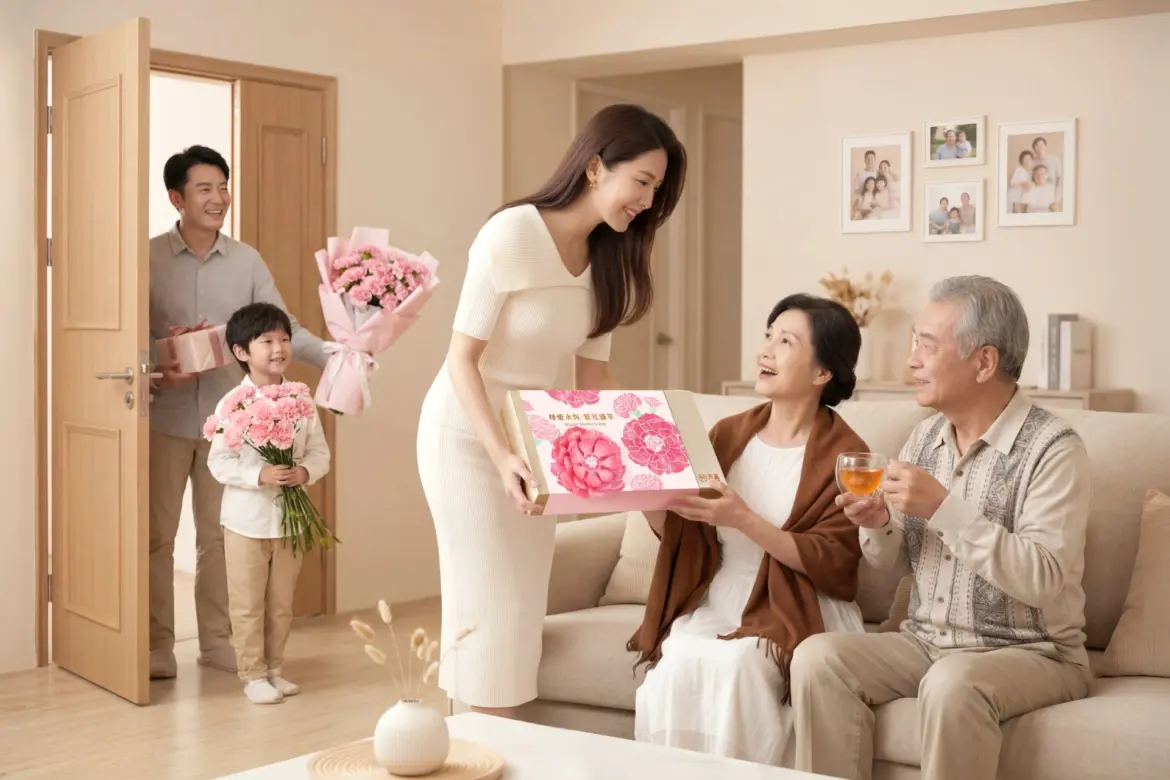 母親節除了要給媽媽滿滿的感謝，別忘了也照顧媽媽的日常健康。(圖 / AI製圖)