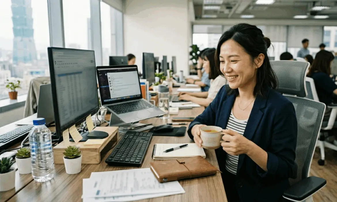 職場步調快速，芳茲提醒適時為自己按下暫停鍵。(圖/AI情境圖)