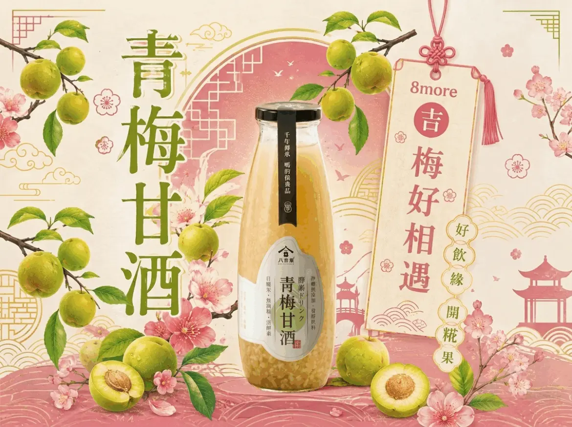 陪伴超過30萬名會員的白木耳飲專賣品牌8more，立秋推出青梅甘酒（無酒精）。（圖／8more提供）